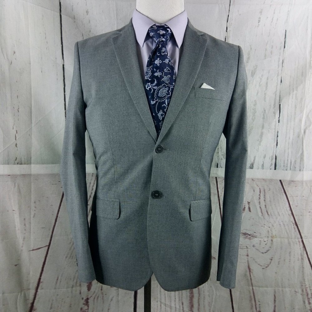 H&M Slim Fit 40R 2 Button Gray Suit Blazer Sport Coat